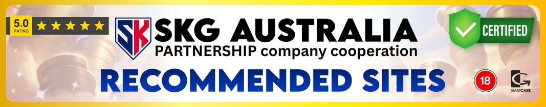 SKG Australia recommended sites certified banner with GamCare and 18 plus